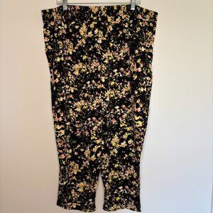 JESSICA SIMPSON Women's XXL Capri Floral Pullon Stretch Pockets Black Yellow